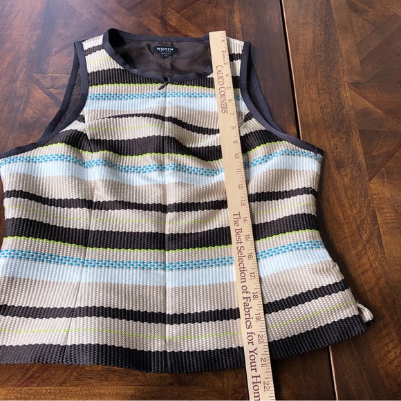 Worth Collection Zip Front Striped Top Size 10 - Picture 15 of 16
